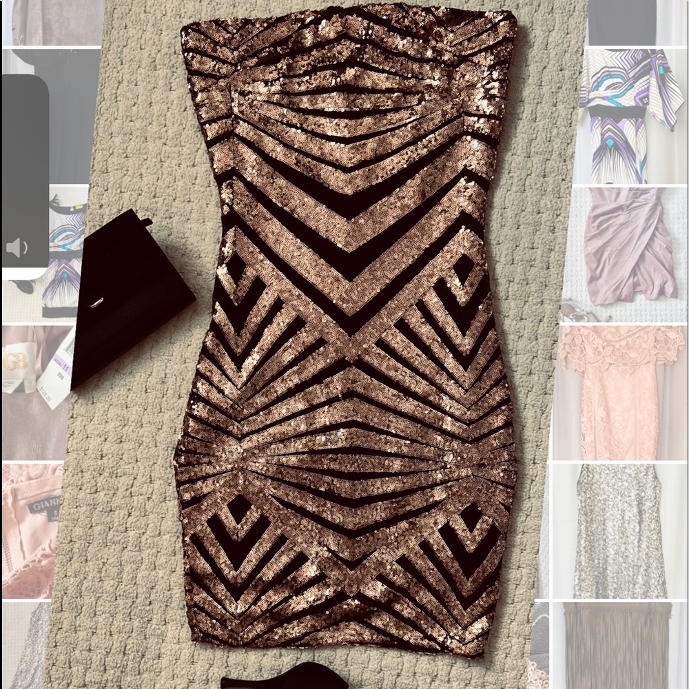 Off shoulders golden cocktail dress